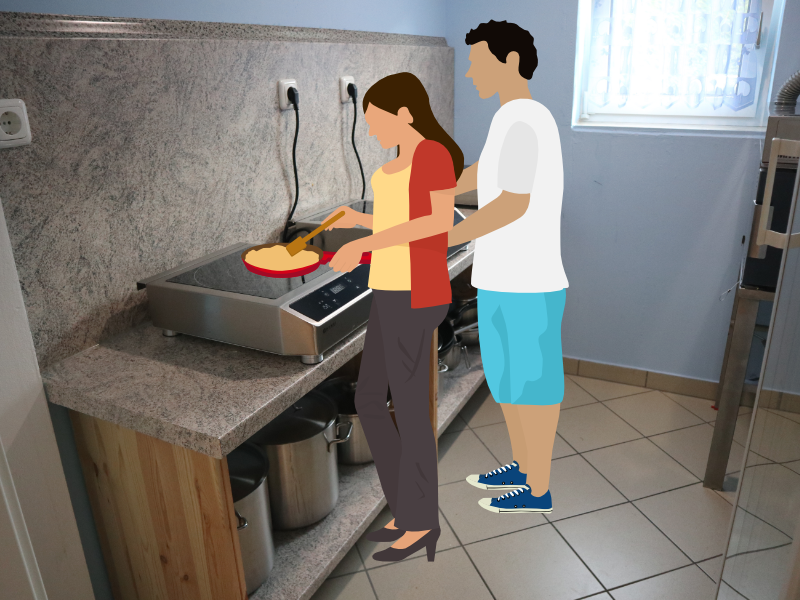 Gemeinsames Kochen in der Küche